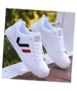 Men's White Casual Sneaker Shoes with Synthetic Upper Lightweight Comfortable Mid Top Sneaker Shoes for Boy's